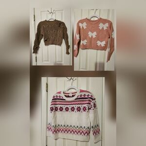 SHEIN Brown and Pink Knit Sweater Set